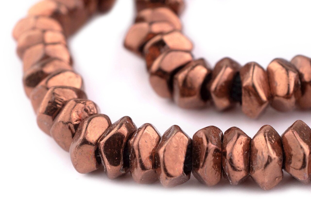 TheBeadChest Copper Faceted Ring Beads, Full Strand of Quality Metal Spacers for DIY Jewelry Design